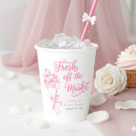 Vasos De Papel Fresh Off The Market Pink Floral Bridal Shower<br><div class="desc">Pink whimsical floral hand-drawn bridal shower paper cups "Fresh off the Market"</div>