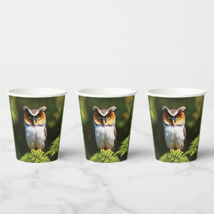 Vasos De Papel "Frieda el búho chillón: una belleza nocturna"
