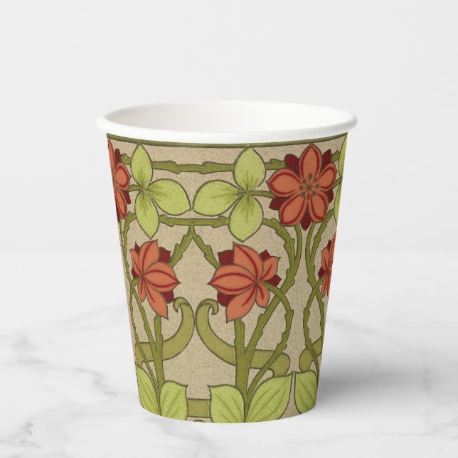 Vasos De Papel Frieze Border Art Nouveau Floral (Anverso)