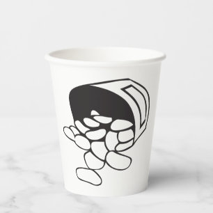 Vasos De Papel Frijoles Derramados Contorno Negro y Blanco