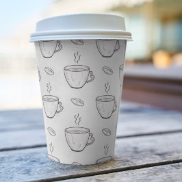 Vasos De Papel Frijoles y tazas de café blanco y negro limpios