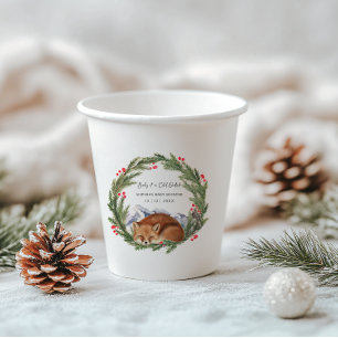 Vasos De Papel Frío fuera de Woodland Fox Winter Baby Shower