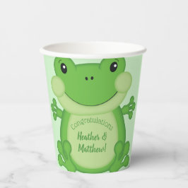 Vasos De Papel Frog Baby Shower Green