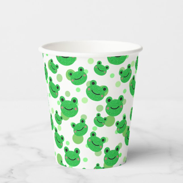 Vasos De Papel Frog Confetti Niños Fiesta de cumpleaños (Anverso)