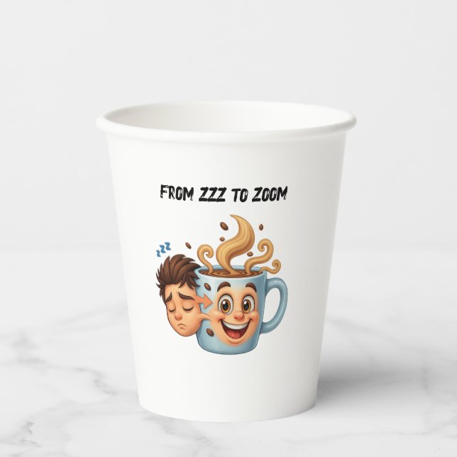 Vasos De Papel From Zzz to Zoom" T-Shirt - Coffee Mug Face  (Anverso)