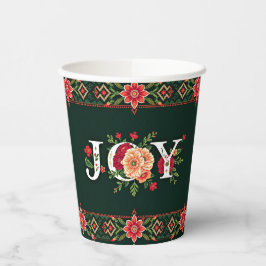 Vasos De Papel frontera floral de Navidad ALEGRÍA