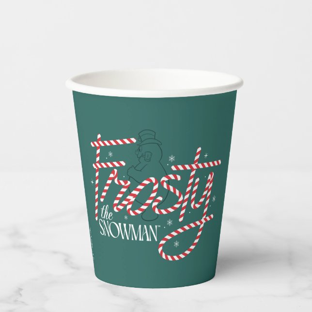 Vasos De Papel Frosty el logo de Snowman Candy Cane (Anverso)