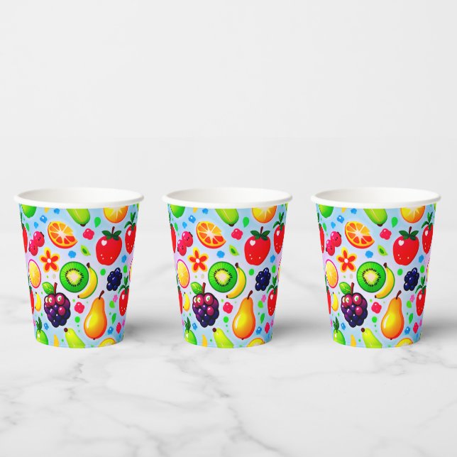 Vasos De Papel Frutas Tropicales Vibrantes (Multi)