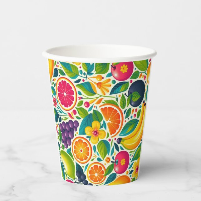 Vasos De Papel Frutos coloridos (Anverso)
