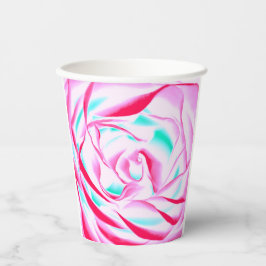 Vasos De Papel Fuchsia y Aqua Floral Design Paper cup