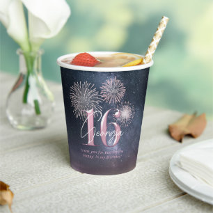 Vasos De Papel Fuegos Artificiales Sweet 16 Midnight Blush ID984