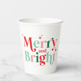 Vasos De Papel fuente moderna rosa roja navidad alegre y brillant