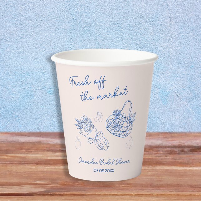 Vasos De Papel Fuera del mercado Garabatos Dibujados a Mano para  (Off The Market Doodle Hand Drawn Bridal Shower Paper Cups)