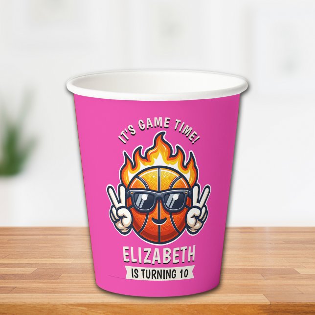 Vasos De Papel Fun Birthday Girl with Basketball Theme (Subido por el creador)