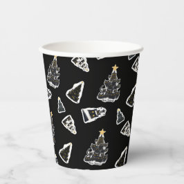 Vasos De Papel Fun Black Cat Meowy Christmas Tree