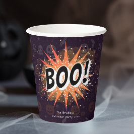 Vasos De Papel Fun Black & Naranja Boo Halloween