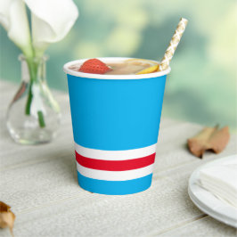 Vasos De Papel Fun Bright Sky Blue Red White Base Stripes de Carr