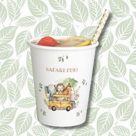Vasos De Papel Fun Chica Rosa Jungle Animal Safari Cumpleaños