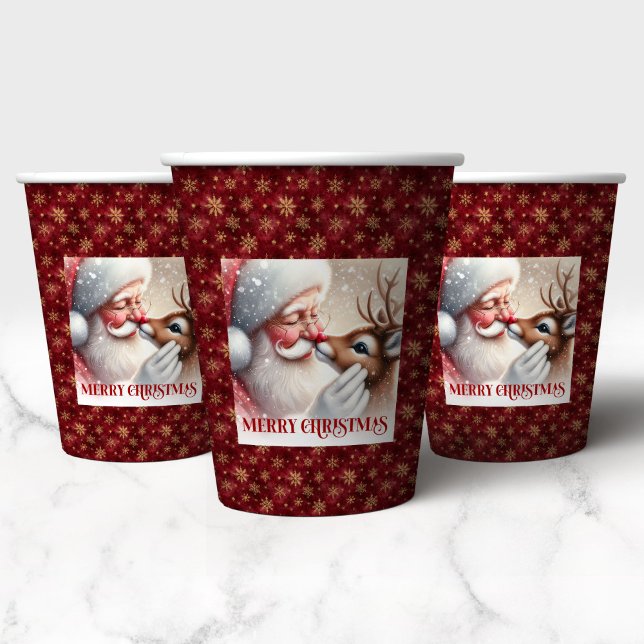 Vasos De Papel Fun Christmas Cups for Kids Santa and Rudolph (Fun Christmas Cups for Kids Santa and Rudolph)