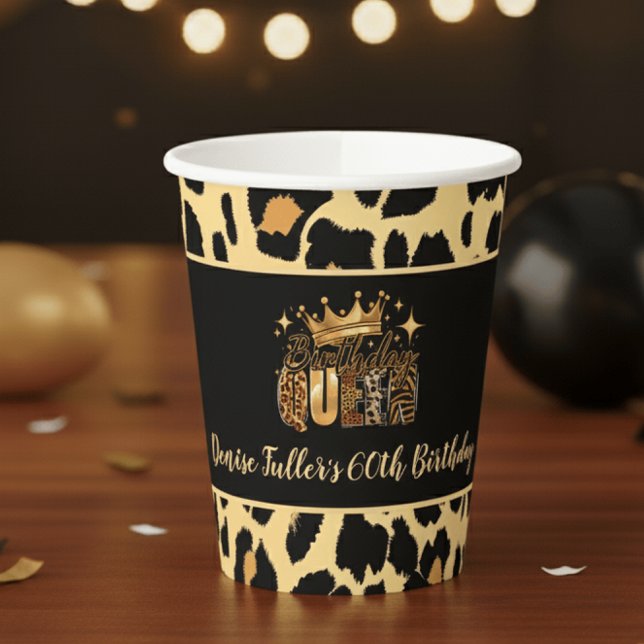 Vasos De Papel Fun Leopard Birthday Queen Sixty Birthday (Subido por el creador)