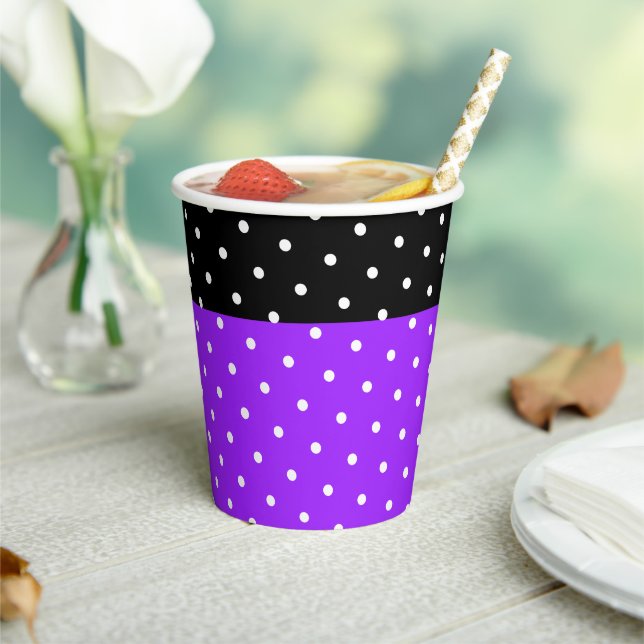 Vasos De Papel Fun Mod Brillante Purple Black White Stripes (in situ)