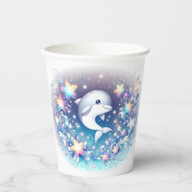 Vasos De Papel Fun moderno delfín Baby Shower (Anverso)