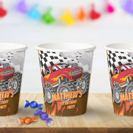 Vasos De Papel Fun Monster Truck Birthday Paper Cups