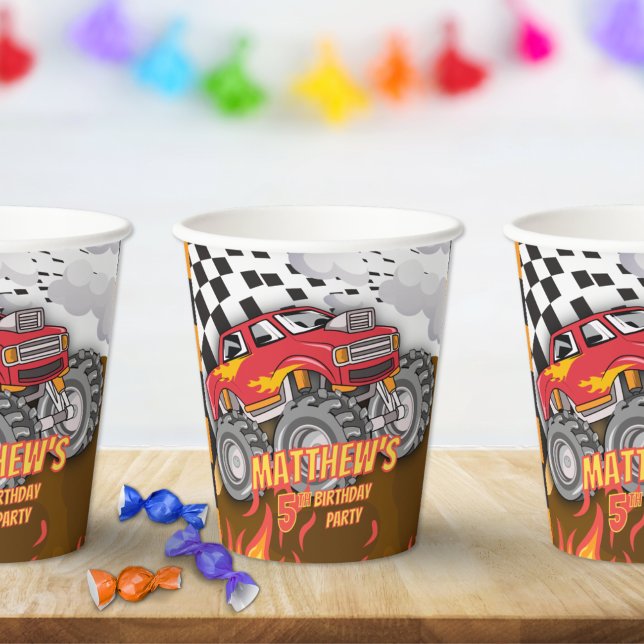 Vasos De Papel Fun Monster Truck Birthday Paper Cups (Subido por el creador)