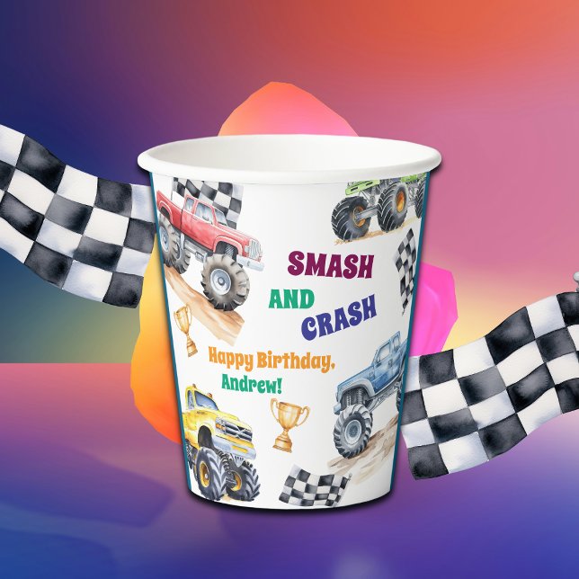 Vasos De Papel Fun Monster Trucks Birthday Party (Subido por el creador)