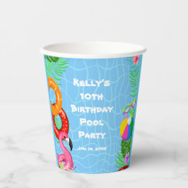 Vasos De Papel Fun Pool Fiesta Natación Cumpleaños