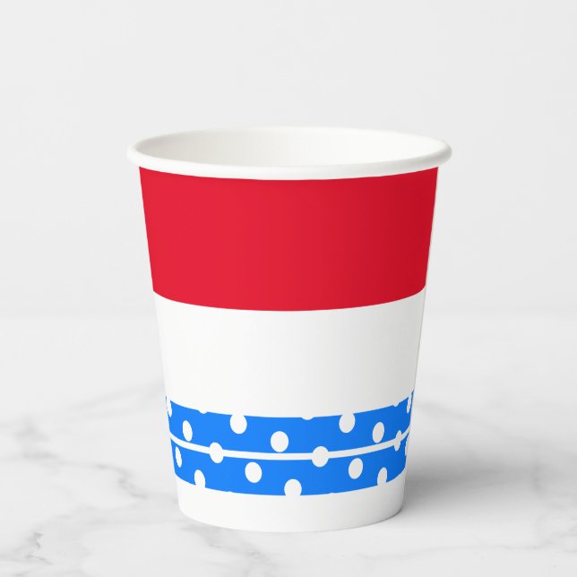 Vasos De Papel Fun Red Top White Polka Dots Blue Carreras Stripes (Reverso )