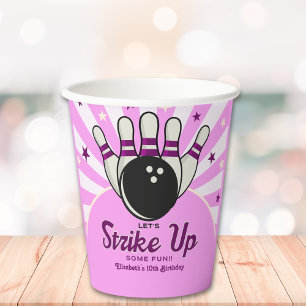 Vasos De Papel Fun Retro Bowling Birthday Girl Party