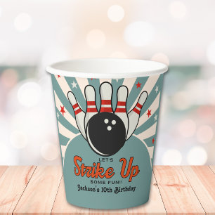Vasos De Papel Fun Retro Bowling Birthday Kids Party