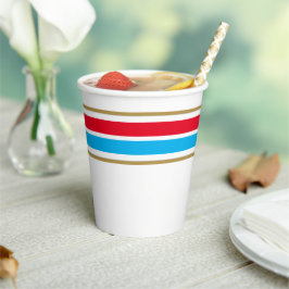 Vasos De Papel Fun Sky azul Rojo Top Edge Carreras Strips On Whit