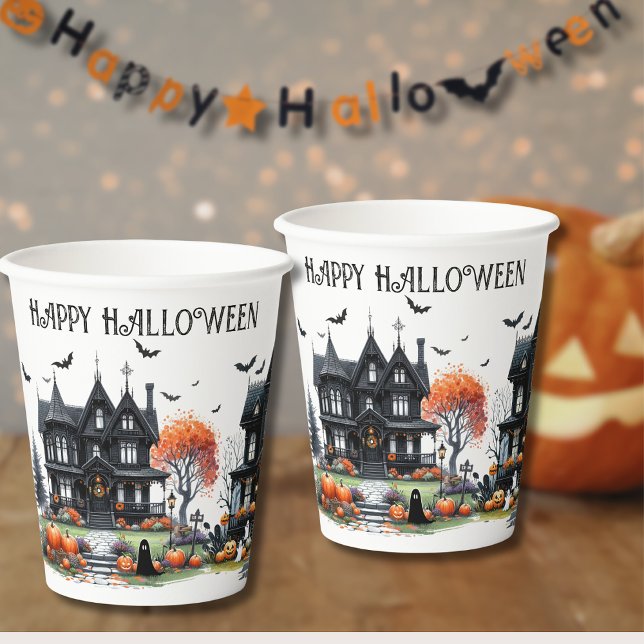 Vasos De Papel Fun Spooky Halloween Party (Fun Spooky Halloween Party Paper Cups)