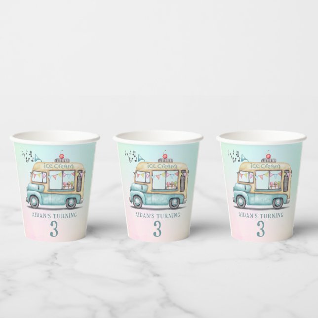 Vasos De Papel Fun Summer Ice Cream Truck Birthday Party  (Multi)