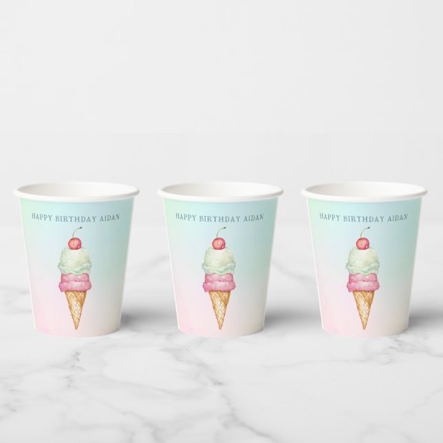 Vasos De Papel Fun Summer Ice Cream Truck Birthday Party  (Multi)