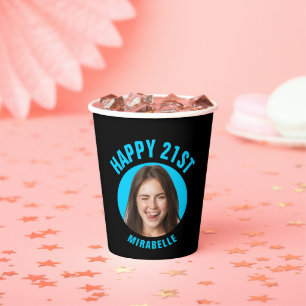 Vasos De Papel Fun Trendy 21st Birthday PERSONALIZADO TEXT Foto