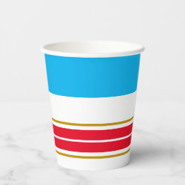 Vasos De Papel Fun Wide Sky Blue Top Red Carreras Strips On White