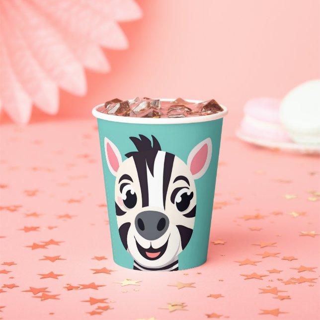 Vasos De Papel Fun Zebra Face safari zoo Selva silvestre Cumpleañ (in situ)