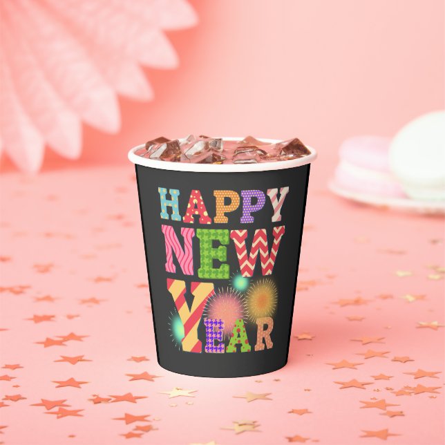 Vasos De Papel Funky feliz año nuevo (in situ)