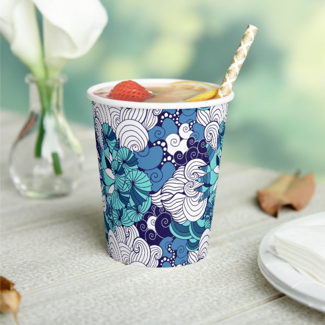 Vasos De Papel Funky Seashell Pattern (in situ)
