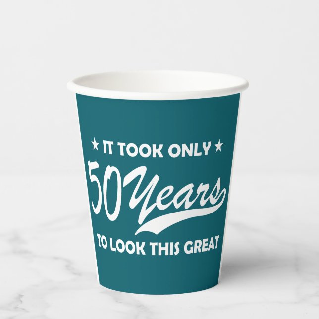 Vasos De Papel Funny 50th Birthday Retro Typography (Anverso)