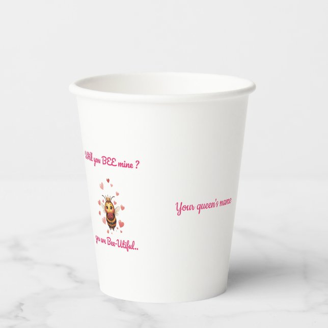 Vasos De Papel Funny Bee Pun Valentine  (Anverso)