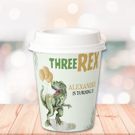 Vasos De Papel Funny Birthday 3d Boy with Dinosaur Theme
