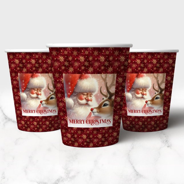 Vasos De Papel Funny Cartoon Santa Rudolph Holiday Paper Cups (Funny Cartoon Santa Rudolph Holiday Paper Cups)