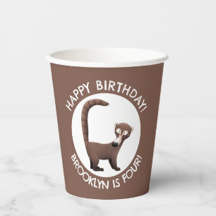 Vasos De Papel Funny coatimundi personalizado cumpleaños personal