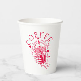 Vasos De Papel Funny Coffee Soulmate Skeleton Red Hearts