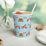 Vasos De Papel Funny Dinosaur racing car boy kids Birthday fiesta<br><div class="desc">Funny Dinosaur racing car boy kids Birthday fiesta</div>