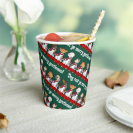 Vasos De Papel Funny Dog Choir Singing Xmas Carol Pug Pun Cartoon